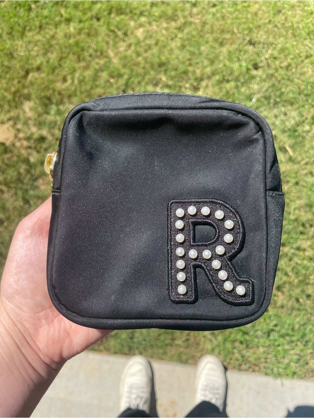 Stoney Clover Lane Black Mini Pouch with Pearl 'R' Embellishment